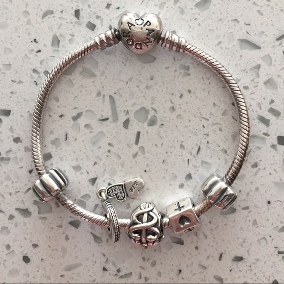Pandora bracelet with charms and clips - Picture 2 of 2